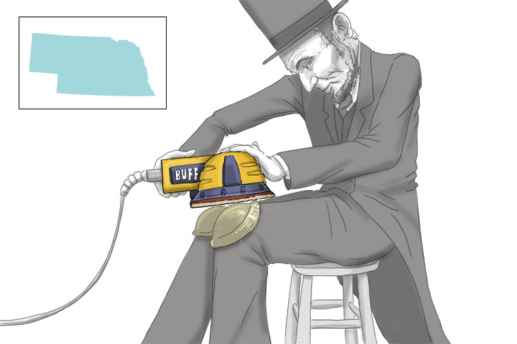 The hand-polishing power tool was used to polish Lincoln's knees, which are brass (Nebraska).